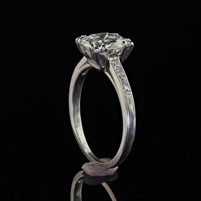 Antique Art Deco Platinum Old Cut Diamond French Cut Engagement Ring - GIA