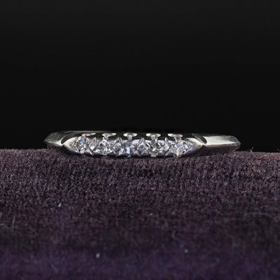 Antique Art Deco Platinum Single Cut Diamond Wedding Band - Size 7 1/4