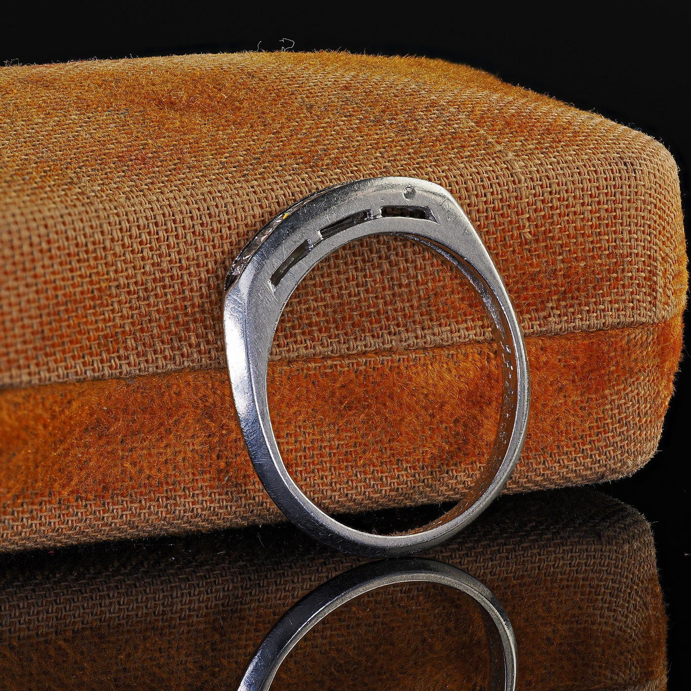 Vintage Retro Platinum Single Cut Diamond Engraved Wedding Band - Size 6 1/4
