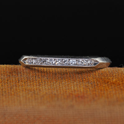 Vintage Retro Platinum Single Cut Diamond Engraved Wedding Band - Size 6 1/4