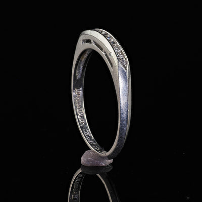 Vintage Retro Platinum Single Cut Diamond Engraved Wedding Band - Size 6 1/4