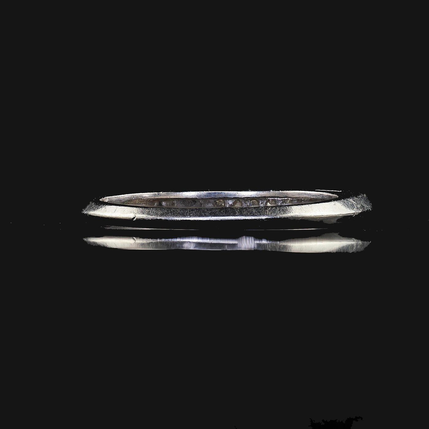 Vintage Retro Platinum Single Cut Diamond Engraved Wedding Band - Size 6 1/4