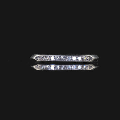 Vintage Retro Platinum Single Cut Diamond Engraved Wedding Band - Size 6 1/4