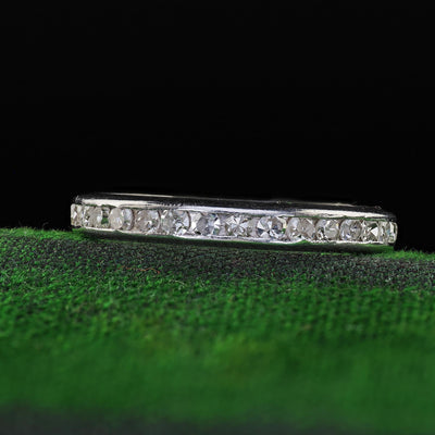 Antique Art Deco Platinum Single Cut Diamond Eternity Band - Size 5