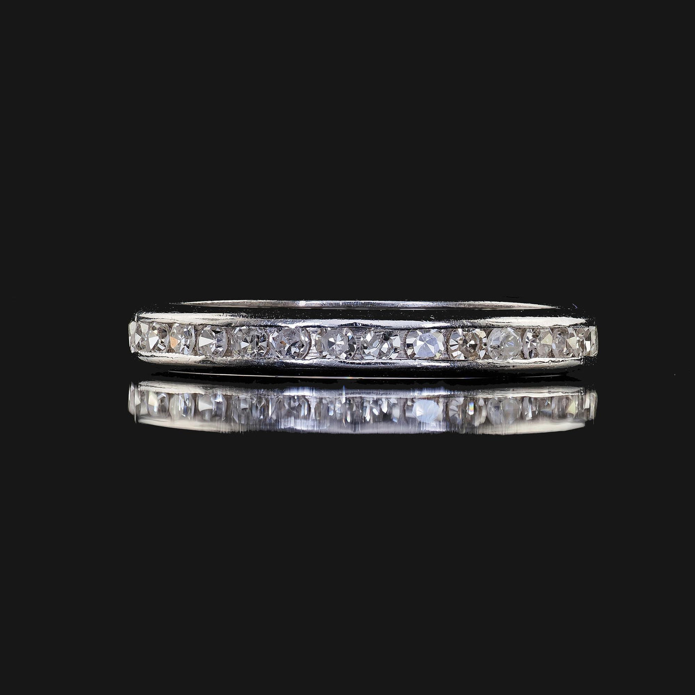 Antique Art Deco Platinum Single Cut Diamond Eternity Band - Size 5