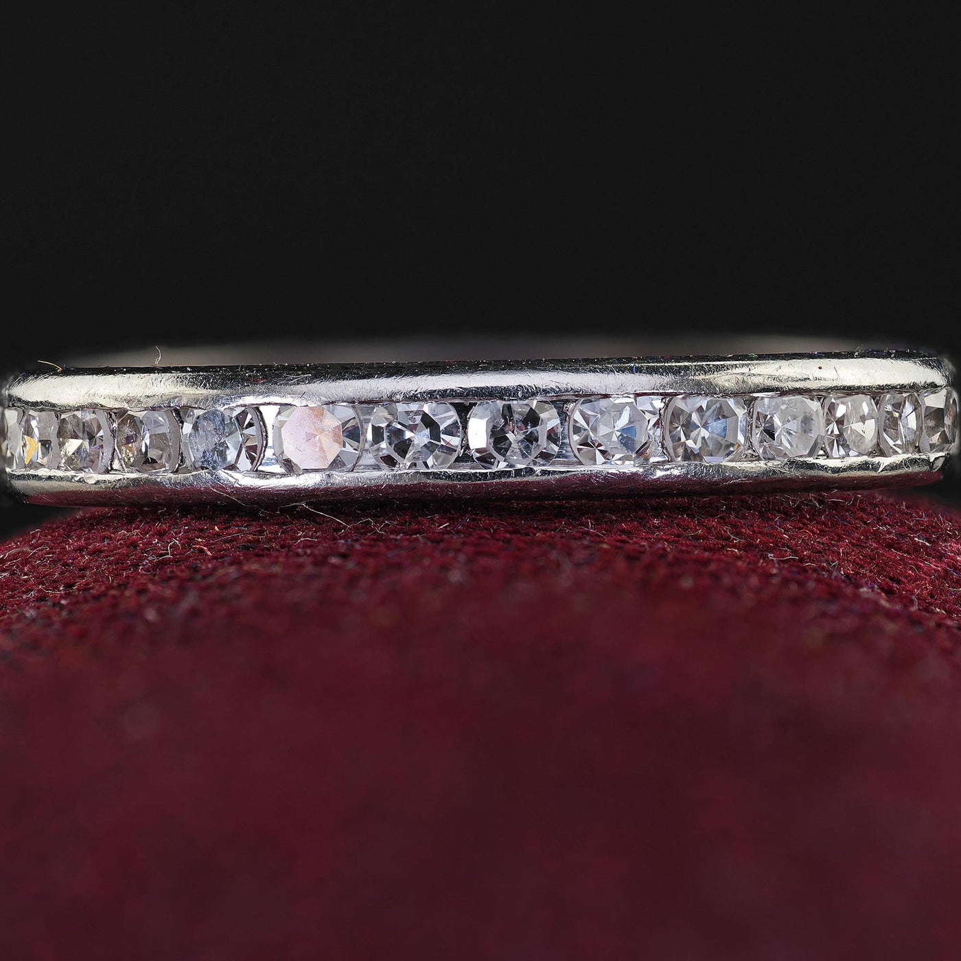 Antique Art Deco Platinum Single Cut Diamond Classic Eternity Band - Size 6