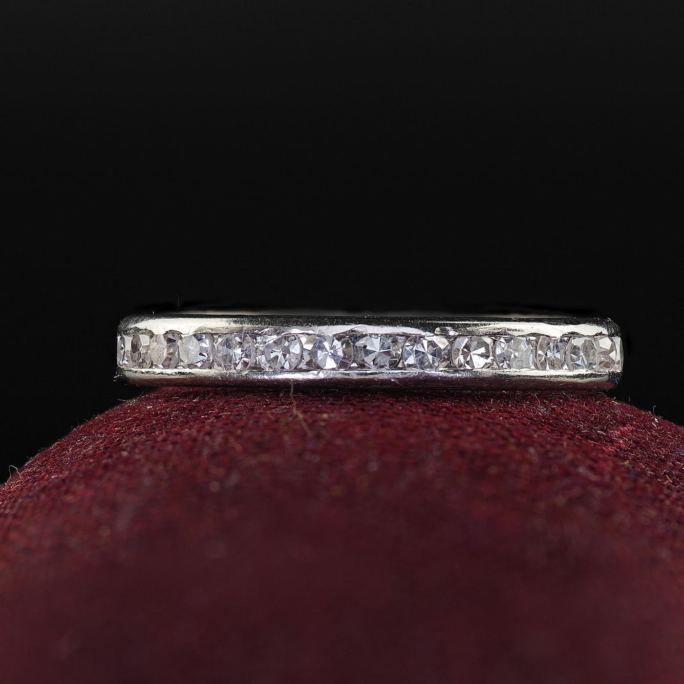 Antique Art Deco Platinum Single Cut Diamond Classic Eternity Band - Size 6