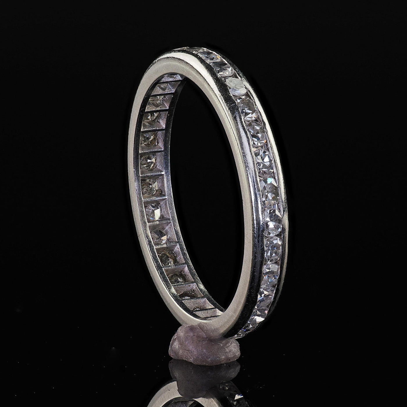 Antique Art Deco Platinum Single Cut Diamond Classic Eternity Band - Size 6