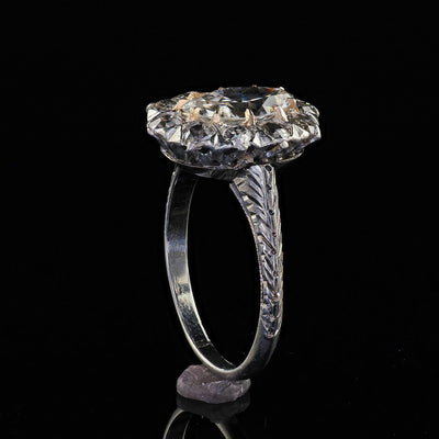 Antique Art Deco Platinum 18K Gold Old Marquise Diamond Engagement Ring - GIA