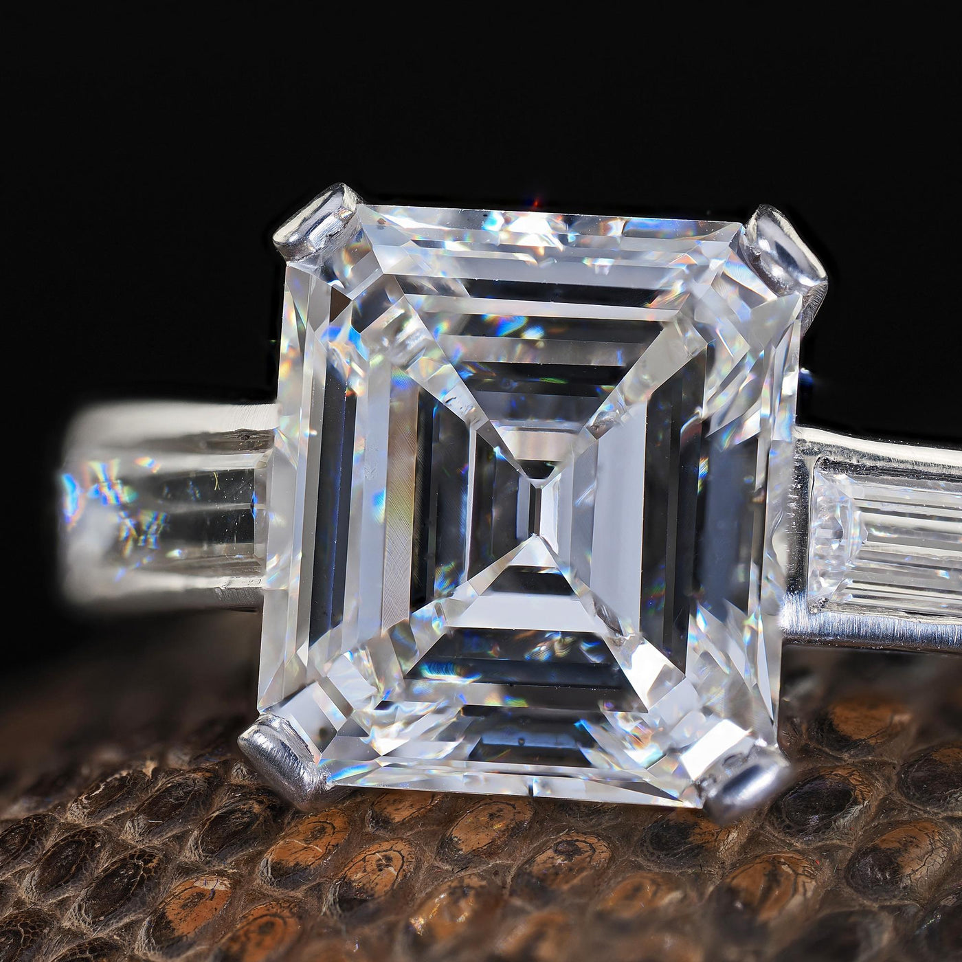 Antique Art Deco Platinum Old Emerald Cut Diamond Engagement Ring - GIA