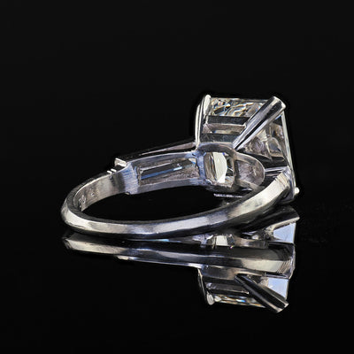 Antique Art Deco Platinum Old Emerald Cut Diamond Engagement Ring - GIA