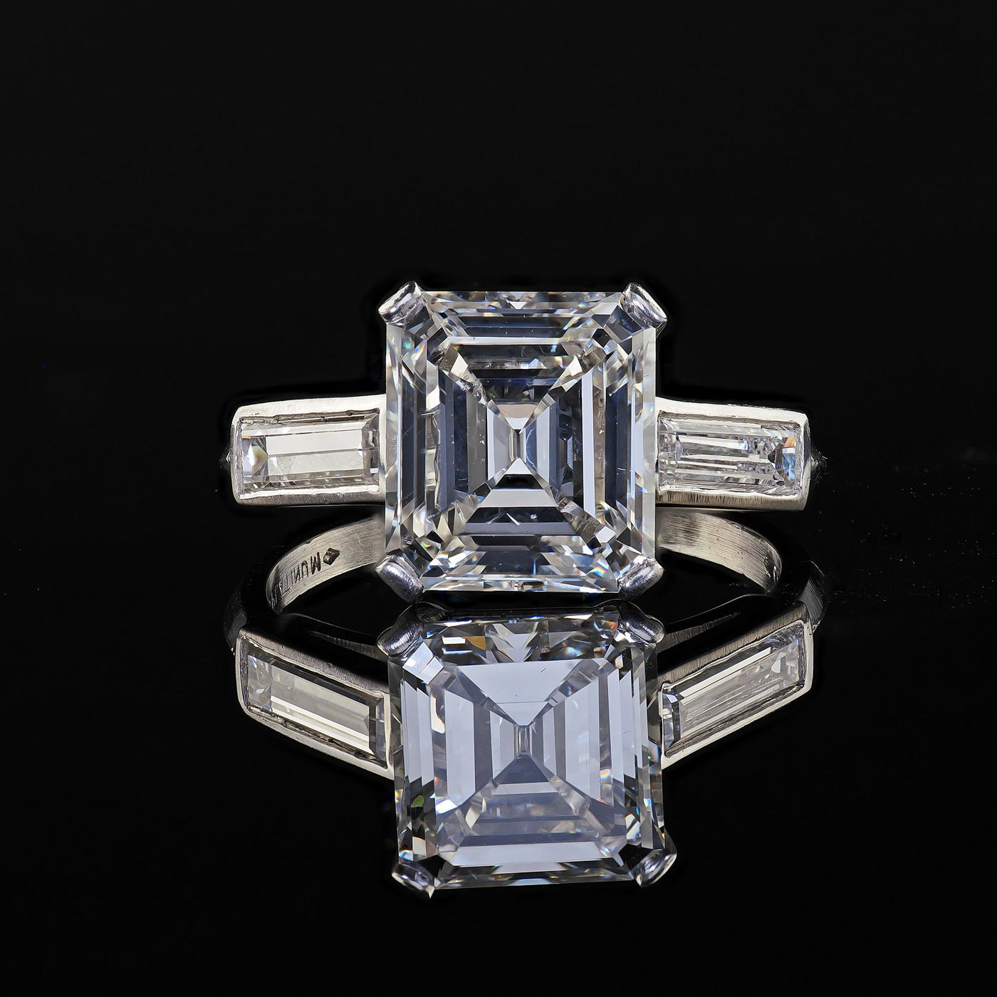 Antique Art Deco Platinum Old Emerald Cut Diamond Engagement Ring - GIA