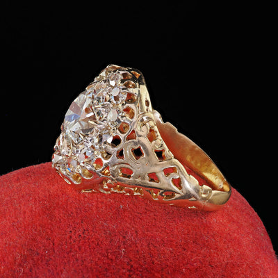 Antique Victorian 18K Yellow Gold Old Euro Diamond Engagement Ring - GIA