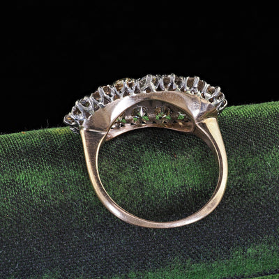 Vintage Retro 12K Two Tone Gold Old Mine Diamond Cocktail Ring