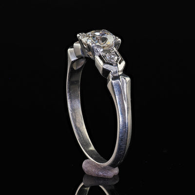 Antique Art Deco Platinum Old European Cut Diamond Engagement Ring - GIA