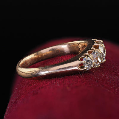 Antique Victorian 14K Yellow Gold Old Mine Five Stone Diamond Band Ring