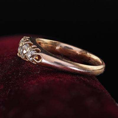 Antique Victorian 14K Yellow Gold Old Mine Five Stone Diamond Band Ring