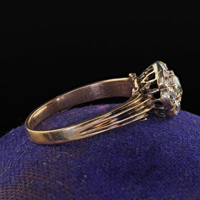 Antique Victorian 14K Yellow Gold Old Mine Diamond Cluster Engagement Ring