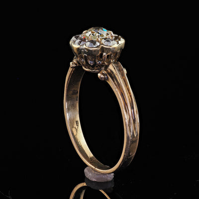 Antique Victorian 14K Yellow Gold Old Mine Diamond Cluster Engagement Ring