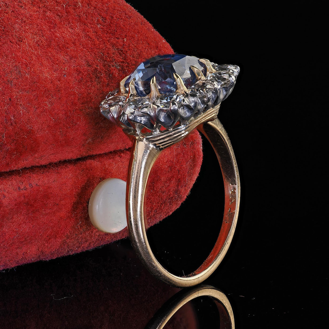 Antique Edwardian 14K Gold Platinum Sapphire and Diamond Engagement Ring - GIA