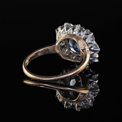 Antique Edwardian 14K Gold Platinum Sapphire and Diamond Engagement Ring - GIA