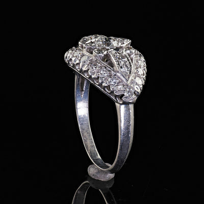 Antique Art Deco Platinum Old Euro Single Cut Diamond Filigree Ring