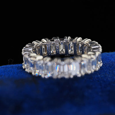 Vintage Estate Oscar Heyman Platinum Emerald Cut Diamond Eternity Band