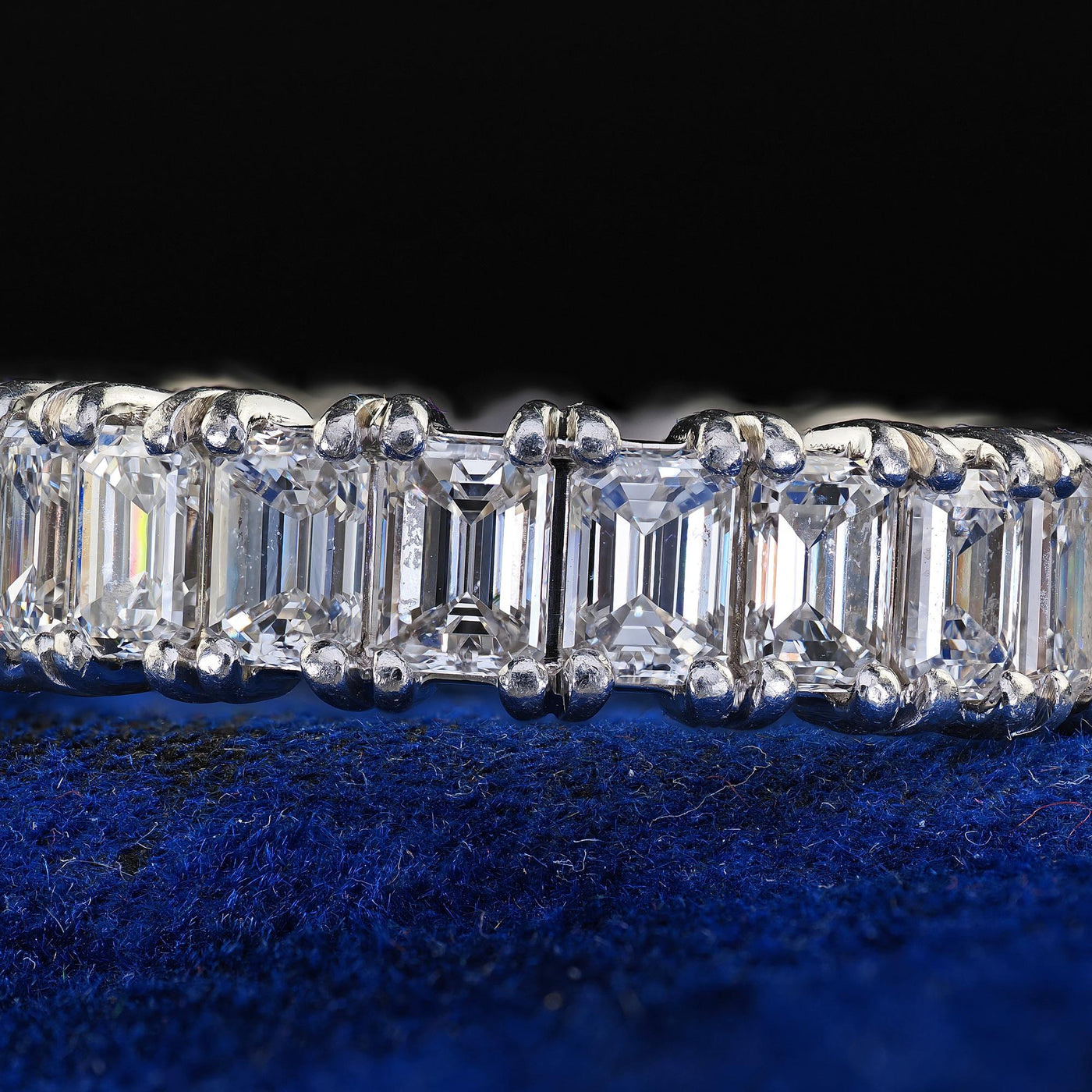 Vintage Estate Oscar Heyman Platinum Emerald Cut Diamond Eternity Band