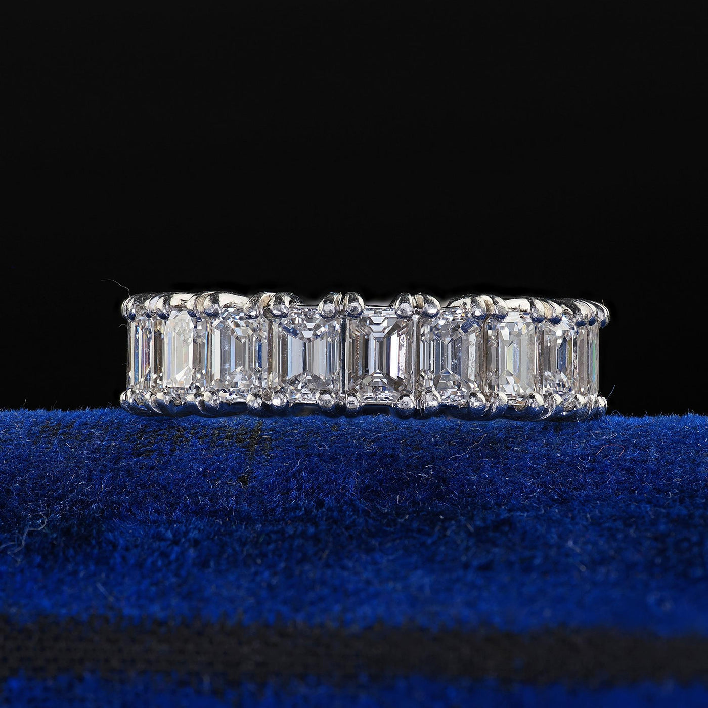 Vintage Estate Oscar Heyman Platinum Emerald Cut Diamond Eternity Band