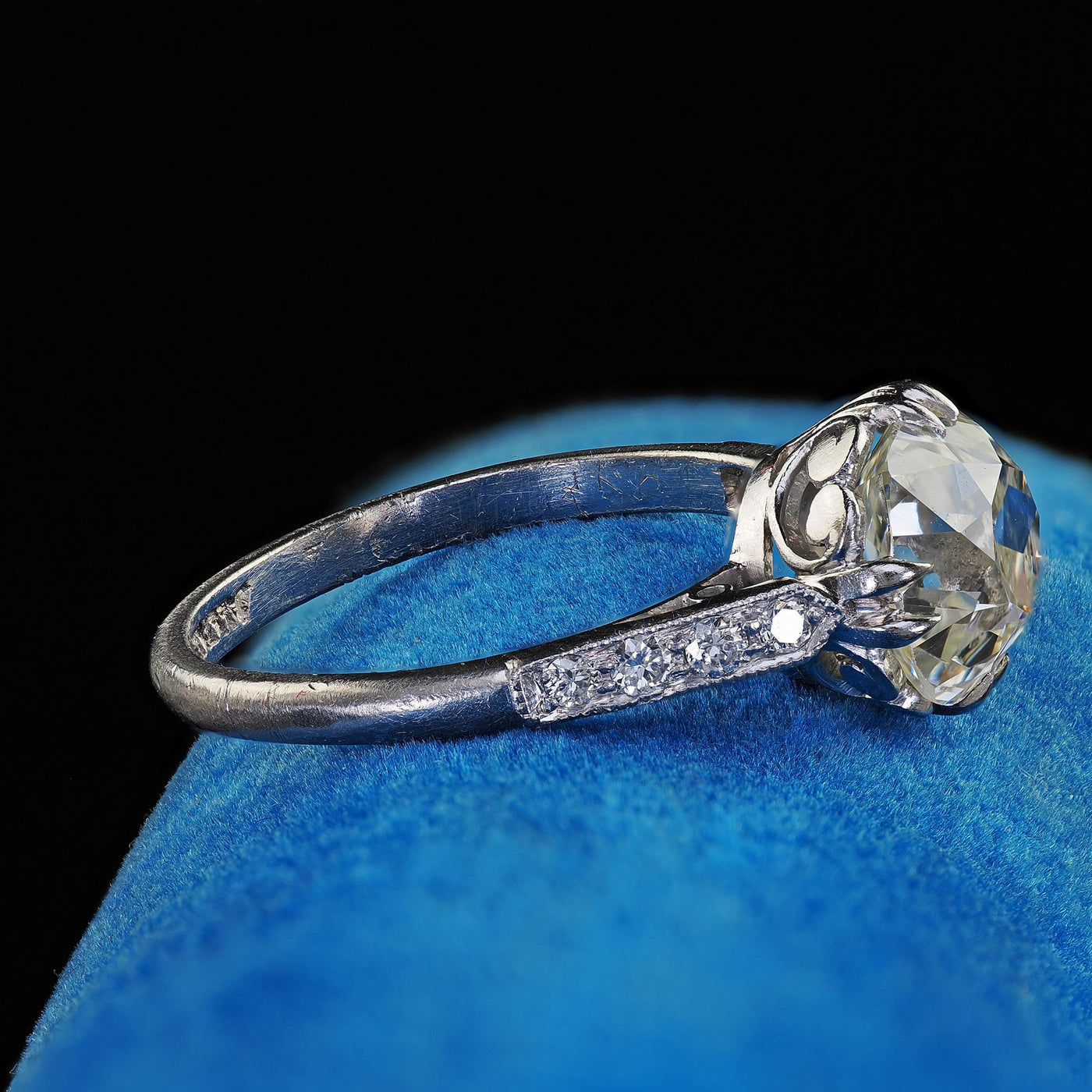 Antique Art Deco Platinum Old Mine Diamond Solitaire Engagement Ring - GIA