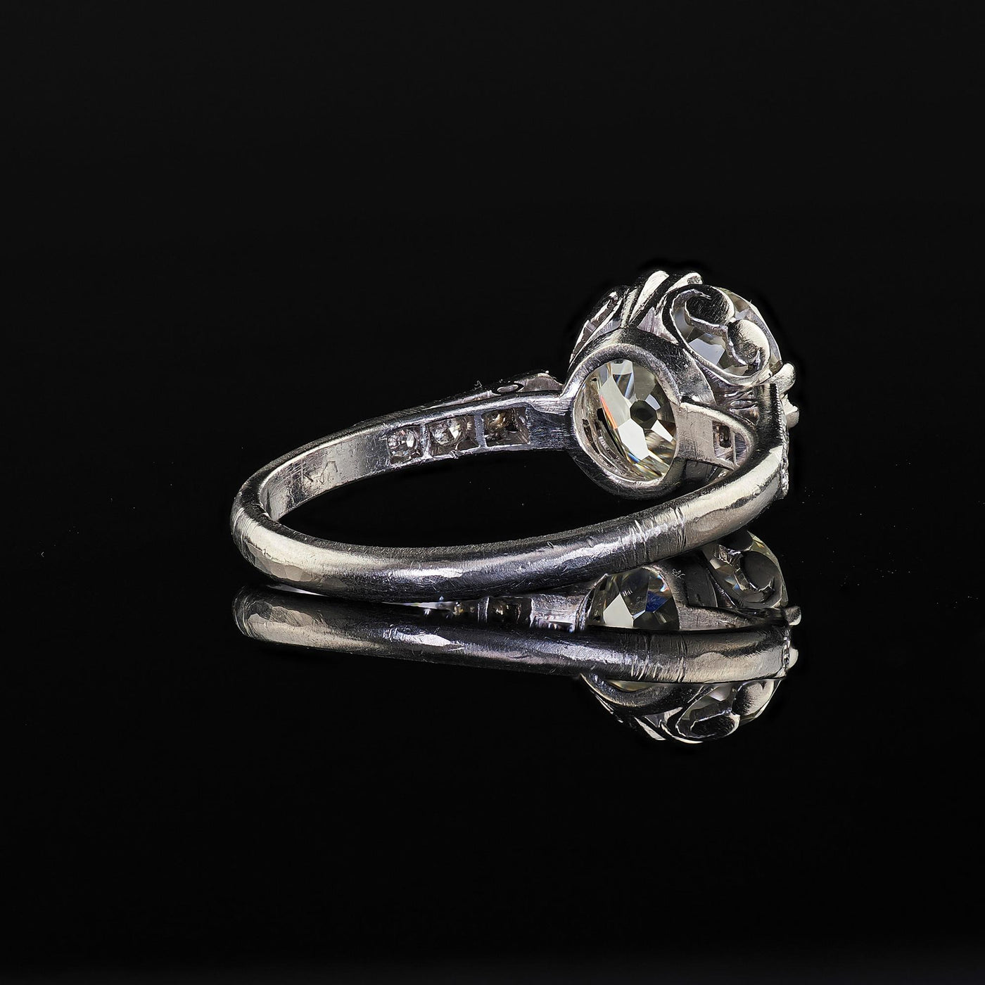 Antique Art Deco Platinum Old Mine Diamond Solitaire Engagement Ring - GIA