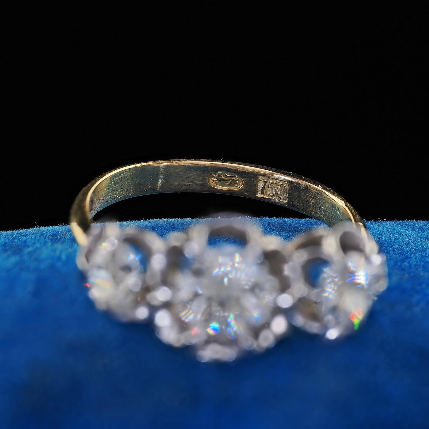 Antique Edwardian 18K Gold Platinum Old Cut Diamond Buttercup Setting Ring