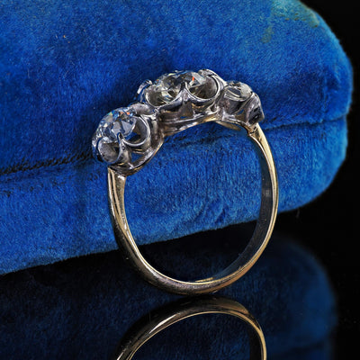 Antique Edwardian 18K Gold Platinum Old Cut Diamond Buttercup Setting Ring