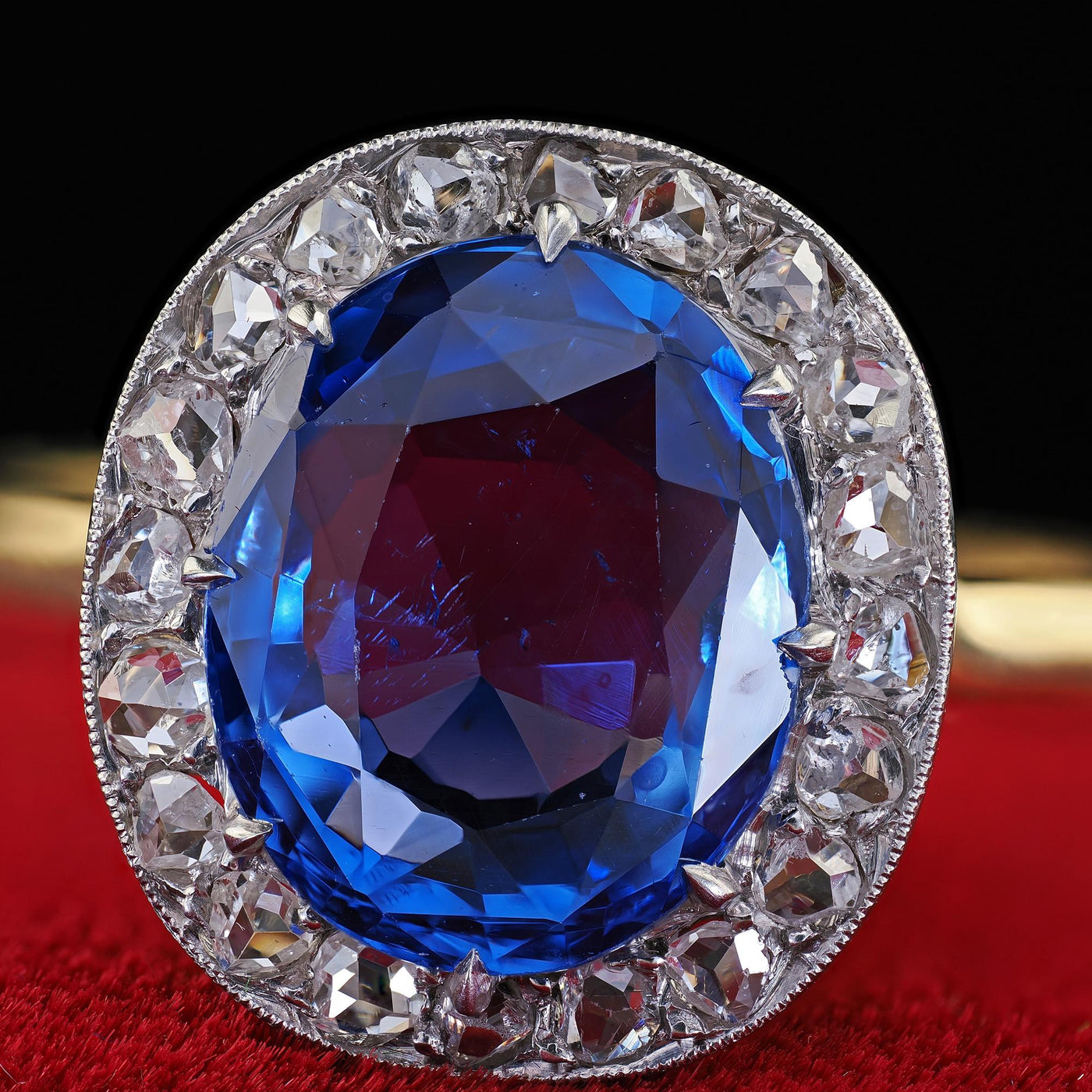 Antique Edwardian 18K Yellow Gold No Heat Sapphire Diamond Engagement Ring - GIA