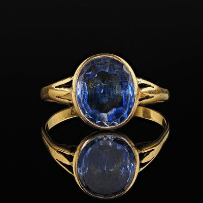 Antique Georgian 18K Yellow Gold Rose Cut Sapphire Low Profile Engagement Ring