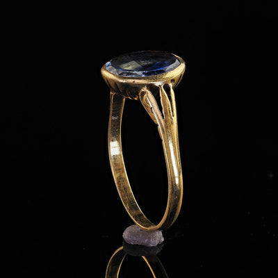 Antique Georgian 18K Yellow Gold Rose Cut Sapphire Low Profile Engagement Ring