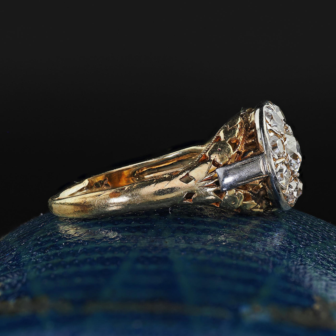 Antique Art Deco 14K Yellow Gold Old Cut Diamond Filigree Engagement Ring