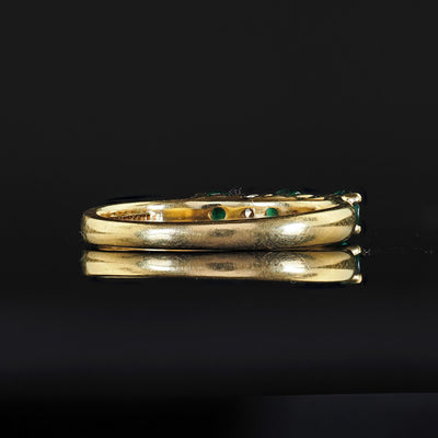 Vintage Estate Tiffany and Co 18K Yellow Gold Diamond and Emerald Band Ring