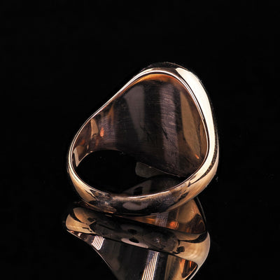 Vintage Estate 10K Rose Gold Cabochon Garnet Flush Set Cocktail Ring