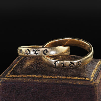 Vintage Estate 14K Yellow Gold Amore Fide Intertwined Band Rolling Ring