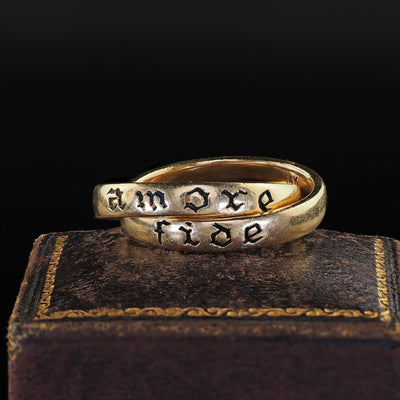 Vintage Estate 14K Yellow Gold Amore Fide Intertwined Band Rolling Ring