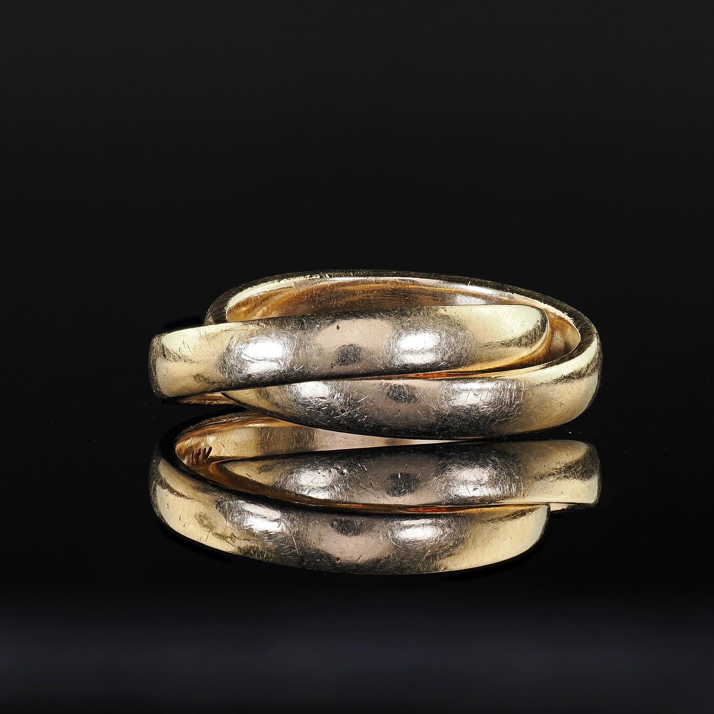 Vintage Estate 14K Yellow Gold Amore Fide Intertwined Band Rolling Ring