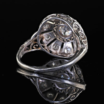 Antique Edwardian Platinum Old European Diamond Filigree Engagement Ring