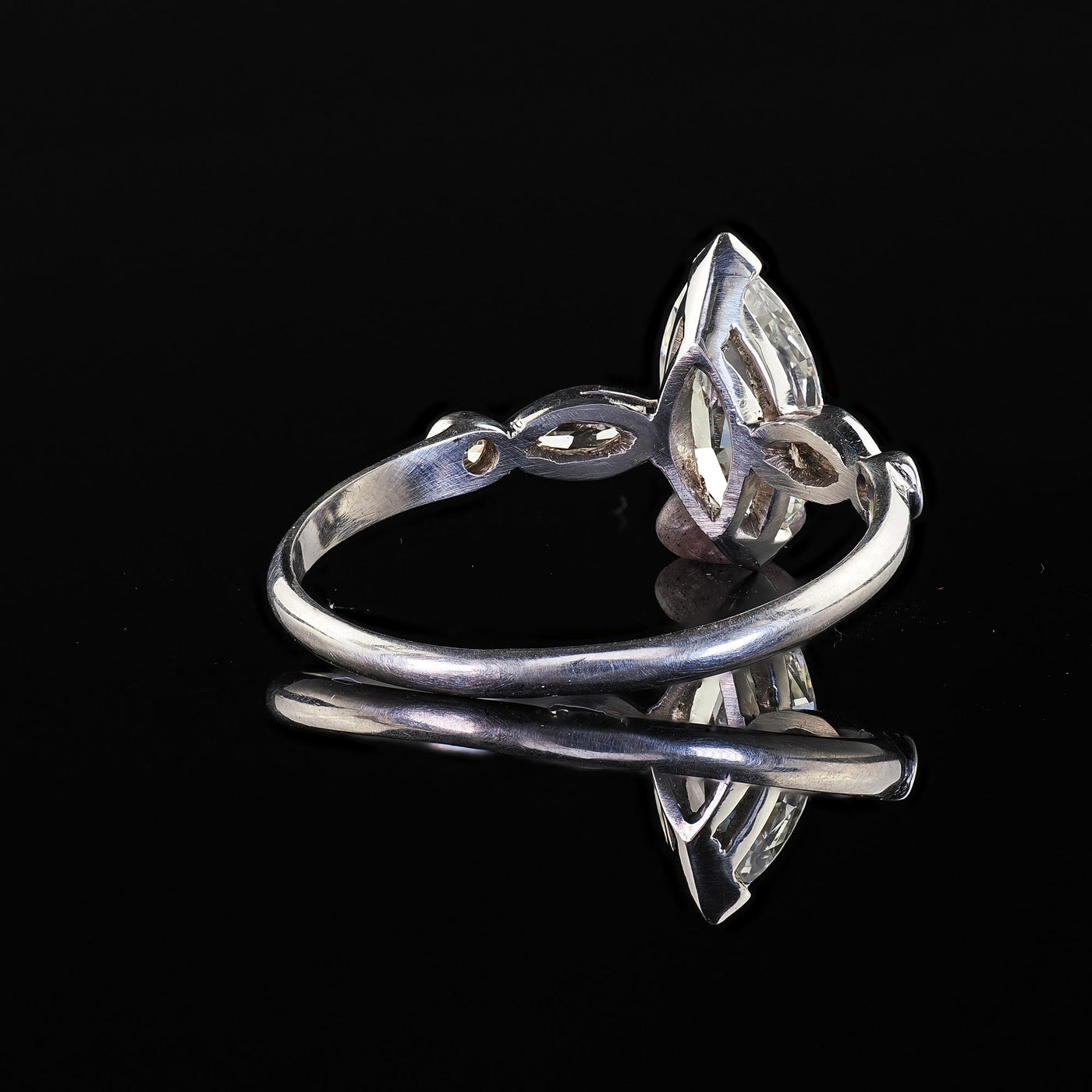 Antique Art Deco Platinum Old Marquise Cut Diamond Engagement Ring - GIA