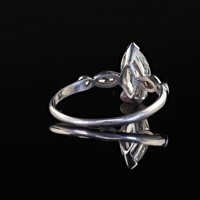 Antique Art Deco Platinum Old Marquise Cut Diamond Engagement Ring - GIA