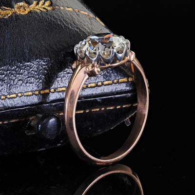 Antique Edwardian 18K Rose Gold Platinum Old Mine Diamond Engagement Ring - GIA