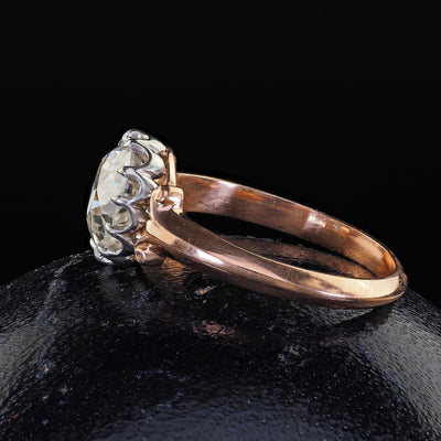 Antique Edwardian 18K Rose Gold Platinum Old Mine Diamond Engagement Ring - GIA