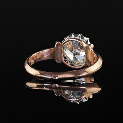 Antique Edwardian 18K Rose Gold Platinum Old Mine Diamond Engagement Ring - GIA