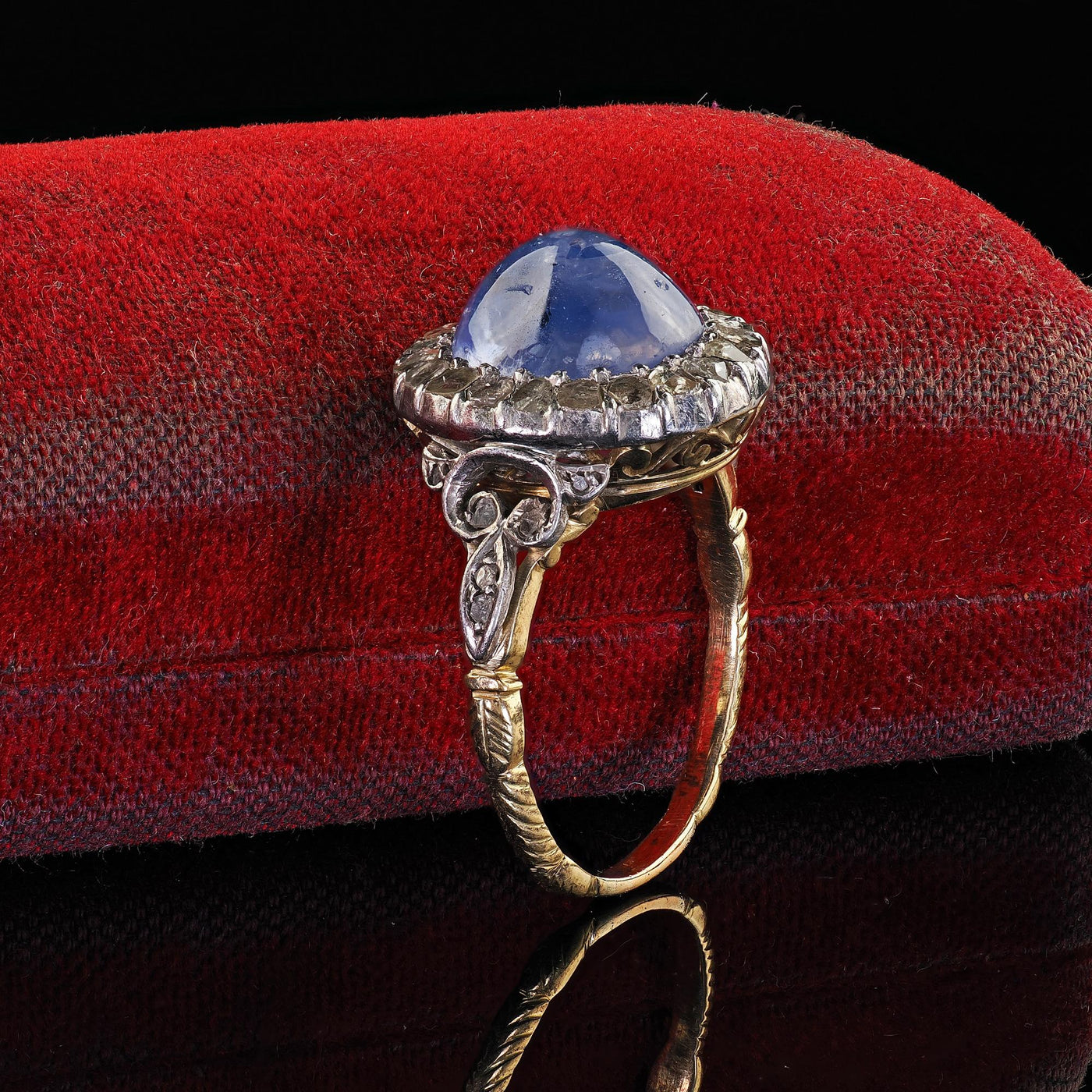 Engagement Ring Cabochon Cut Diamond Antique Victorian 18K Gold