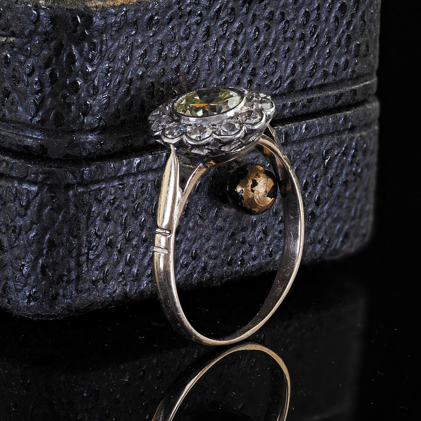 Antique Edwardian 14K Gold and Platinum Old European Diamond Engagement Ring